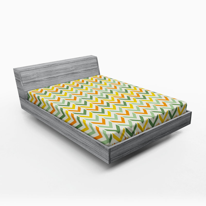 Microfiber Chevron Fitted Sheet, Yellow Chevron, Full Fitted Sheet