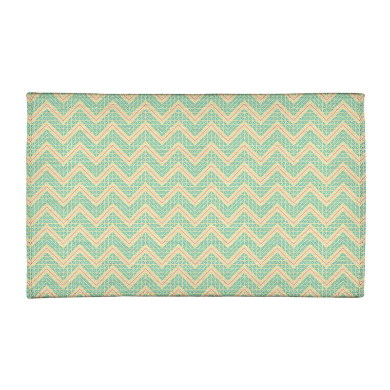Tapis à chevrons rose/brun/ivoire à la main, Rectangle 2 pi x 3 pi