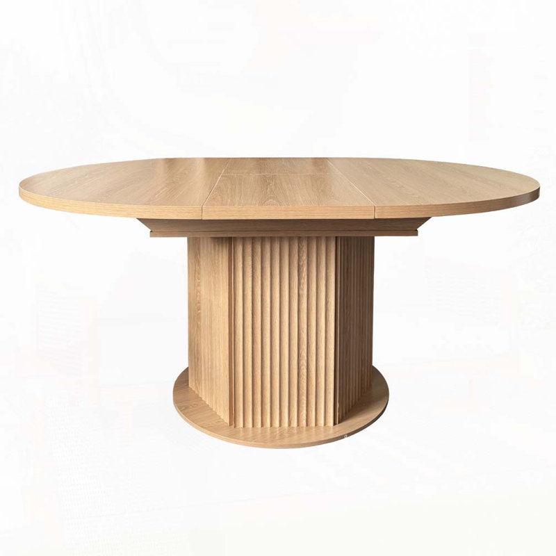 Round Dining Table for 4-6 People, Kitchen Table with Bump Texture Base, Light Brown, 29.53" H x 62.99" L x 47.24" W