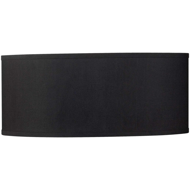 9" H x 20" W Black Finish Paper Drum Pendant Shade, Black