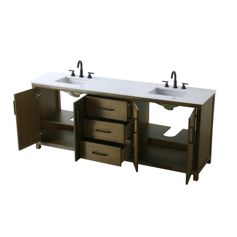 84 inch Double Bathroom Vanity, Hazel Oak