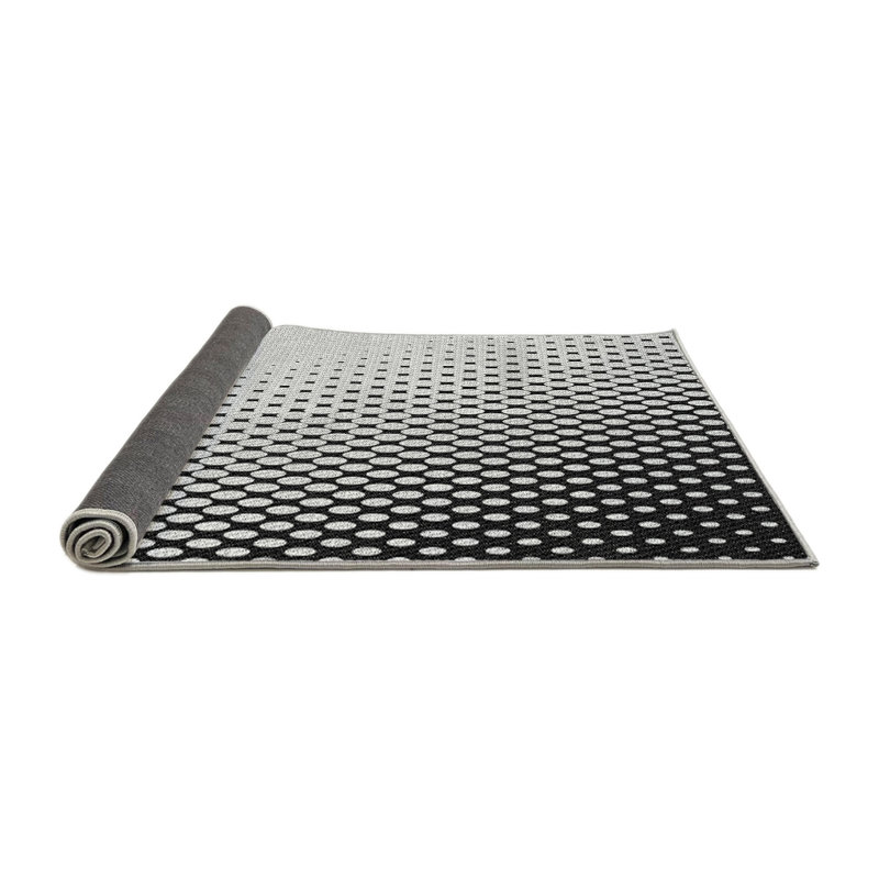 Tapis blanc/noir à motifs, Rond 4 pi