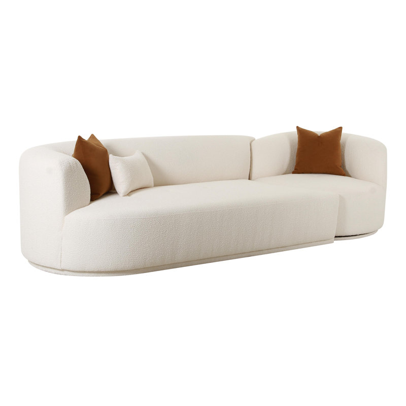 Tov Furniture Fickle Cream Boucle 2-Piece Modular LAF Sofa, Beige