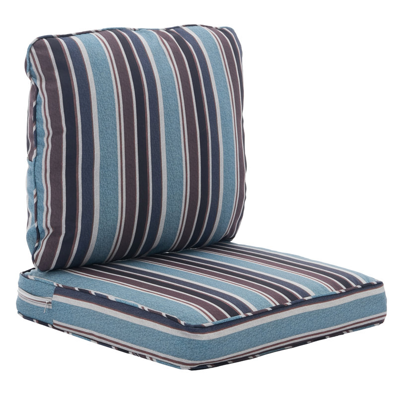 Outdoor 5'' Seat / Back Cushion, Blue/Brown/Black Striped