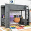 Lit mezzanine Hunie avec bureau éclairé par DEL, rangement multiple et station de charge-900830922