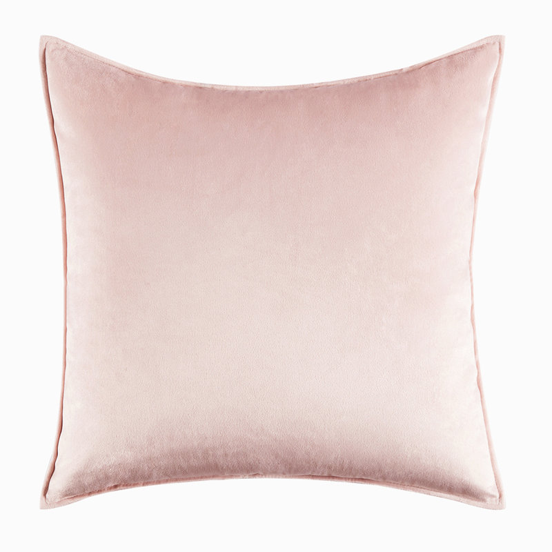  Square Velvet Pillow Cover & Insert, Pink, 18"H x 18"W