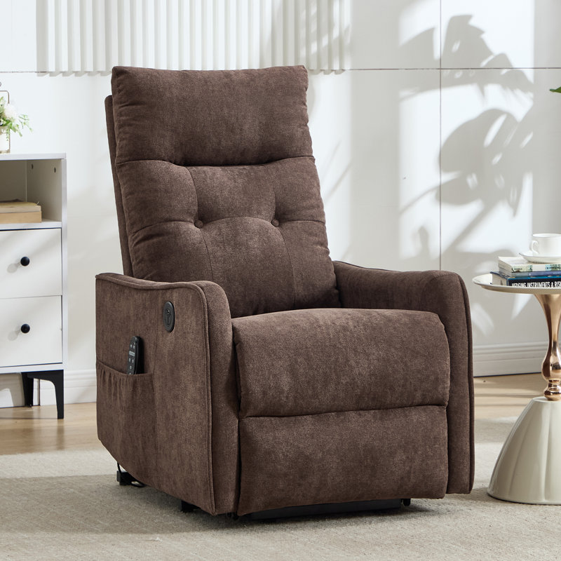 25" W Power Lift Chair Recliners Infinite Position With Heat and 8 Point Massage, Brown