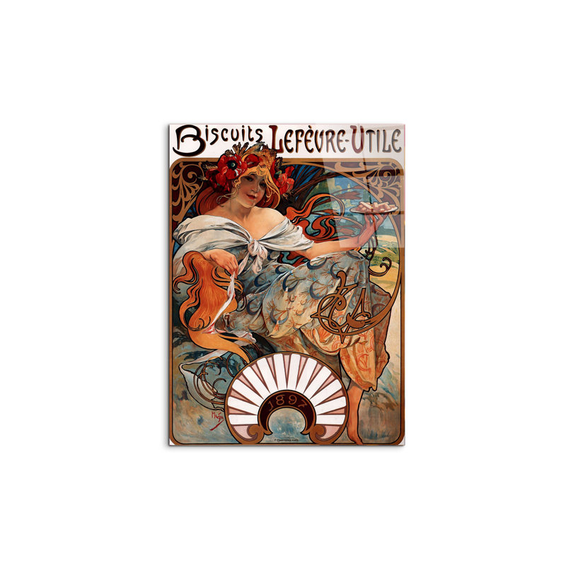Buscuits, Lefevre-Utile By Mucha Alphonse 80cm H X 60cm W CrystalArt Material Acrylic Glass Effect, Frameless Panel Lightweight Ready to Hang