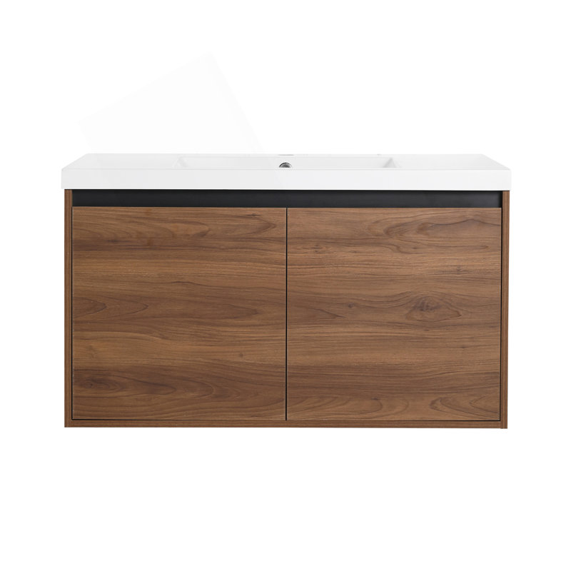 Bathroom Vanity With Resin Countertop, Durable And Scratch-Resistant Cabinet For Modern Bathrooms, 35"
