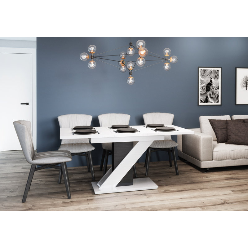 Aleksandra Dining Table, White Gloss/Black Gloss
