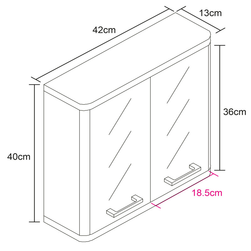 Kennia 420mm x 400mm Surface Mount Mirror Cabinet