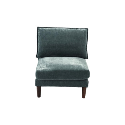 Classic Armless Chair With Back Cushion And Strong Wood Construction Mineral Colour Armrest-less Seating Soft Pillow