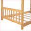 Structure de lit plateforme simple en bois de pin avec toit de maison, finition naturelle, aucun sommier nécessaire pour la chambre à coucher-1784099581