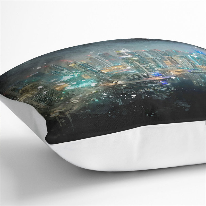Dubai Skyline Vol.3 Paint Splash Square Throw Cushion, White, 40cm H x 40cm W x 15cm D