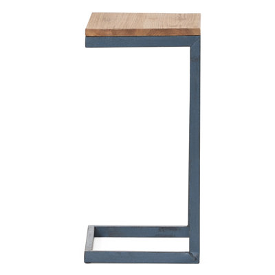 Versatile Large Fir Wood And Iron Antique Accent Table For Different Rooms, With Natural Finish Base, 12.55 Inches Wide, 18.19 Deep, 25.14 High Functional Table, C - Shape Design Added Style,