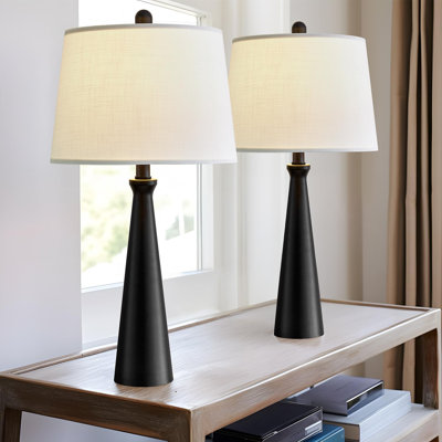 25.75"" Table Lamps Set Of 2 For Living Room Bedroom, Bedside Lamp 3-Way Dimmable Touch Control, Modern Nightstand Light Fabric Shade Vintage Accent St -  Mercer41, 387CD4E0C44E4BB29F10CBFF1B910A4E