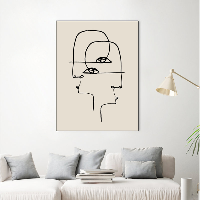 Toile encadrée de faces, H 24 po x l 18 po