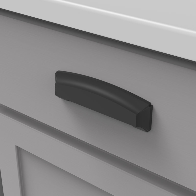 Poignée coupelle de la collection Bridges - bouton d'armoire noir mat 5-7 / 8 "x 1-13 / 16" - Quincaillerie transitionnelle et déco pour tiroirs et armoires
