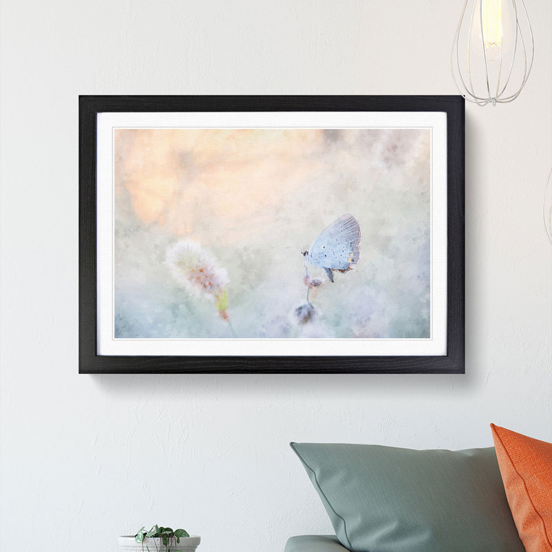 Tailed-Blue Butterfly - Picture Frame Painting Print, Black Framed, 45cm H x 63cm W x 2cm D