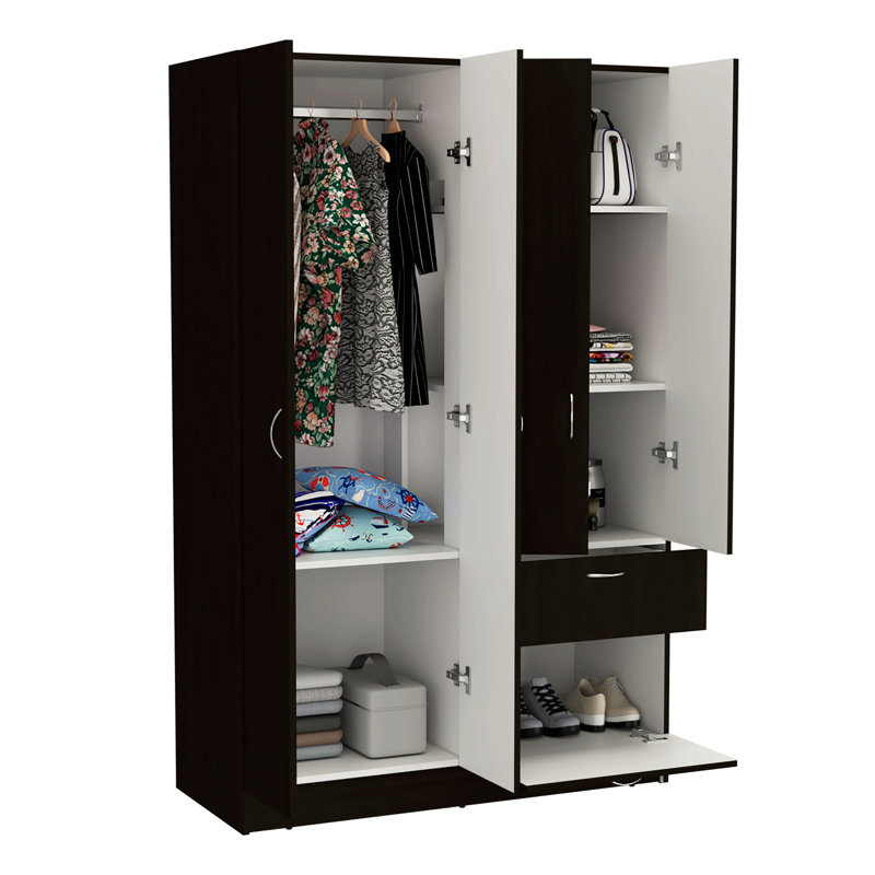 Armoire Alpes, chambre, noir / blanc