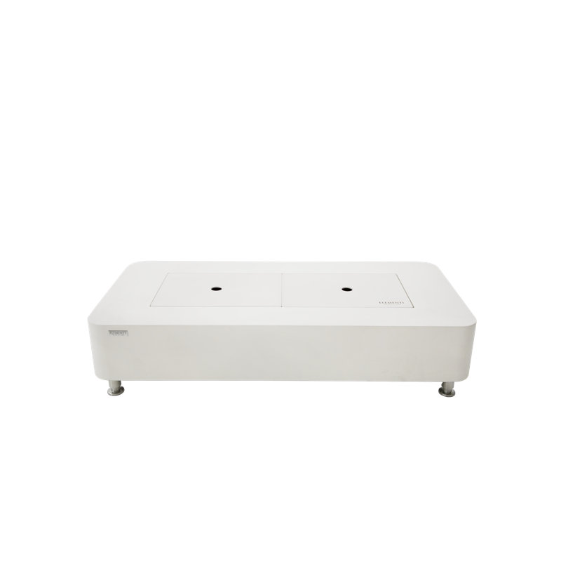 Cream White Concrete Ethanol Fire Pit Table with Windscreen