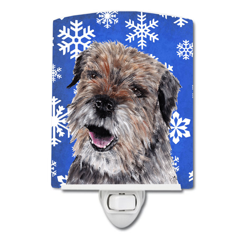 Éclairage pour nuit en céramique par l’irish, Gris border terrier
