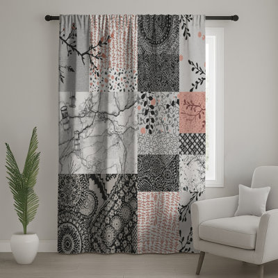 Floral Patchwork Collage Window Curtains, Patchwork Sheer & Blockout Curtains - 1 Panel
