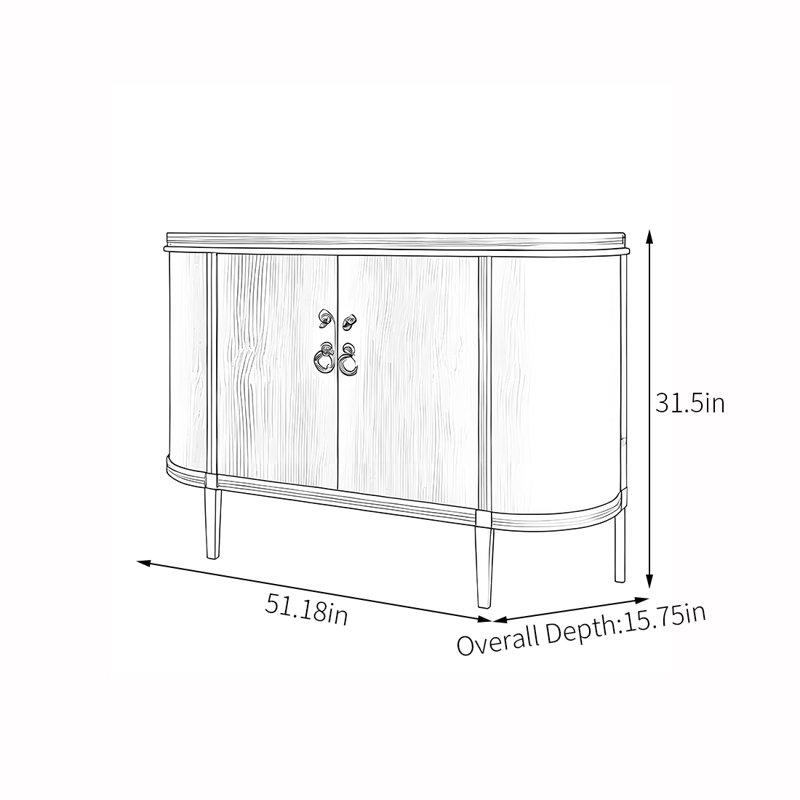Buffet rustique semi-circulaire à grande capacité