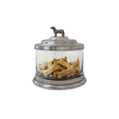 Glass Cookie Jar with Dog Finial