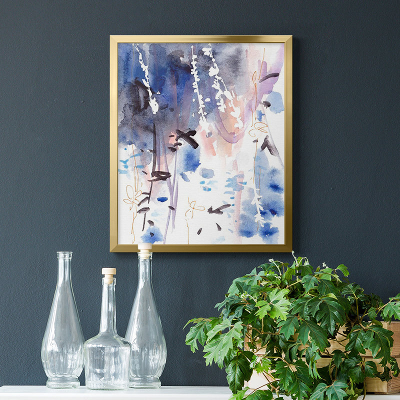 Toile encadrée de qualité supérieure «Late Night Breeze IV» - prête à être accrochée, Or, H 20 po x l 16 po