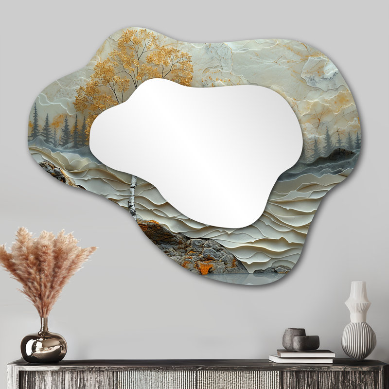 Miroir mural traditionnel doré Golden Sunset, 27 po x 35 po