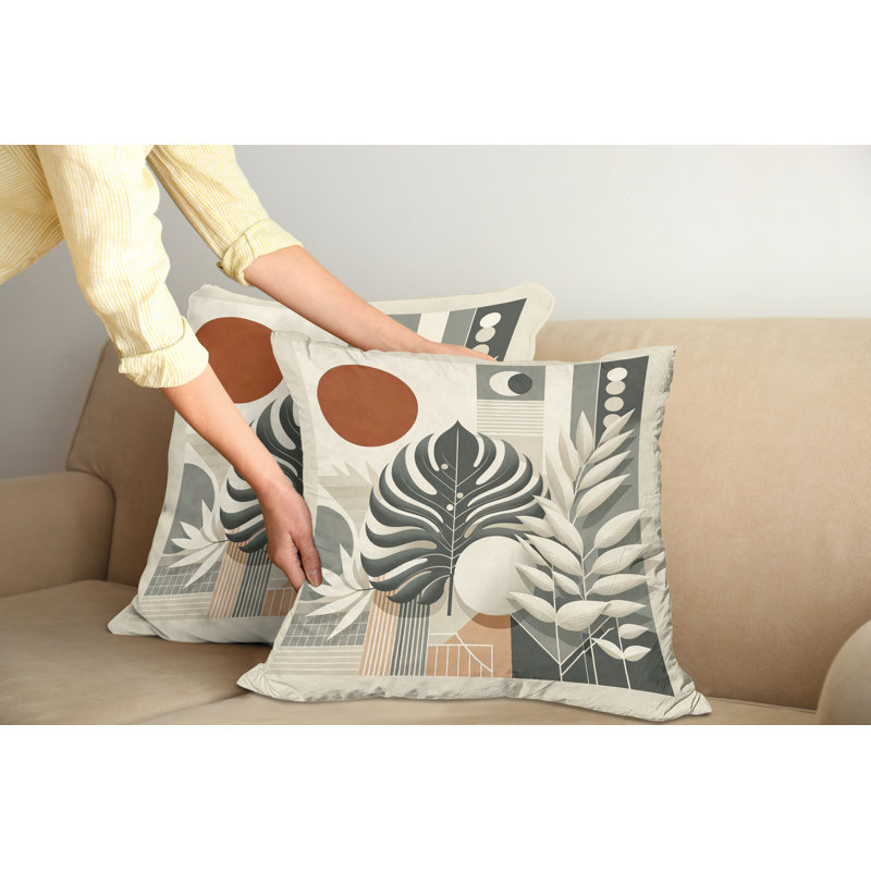 Cinnamon Sage Green Microfiber Reversible Throw Pillow Covers, Set of 2