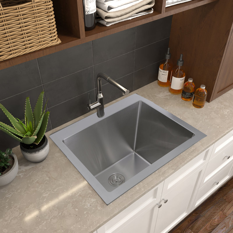 Pro Series 25" Topmount Small Radius Stainless Steel Laundry Sink