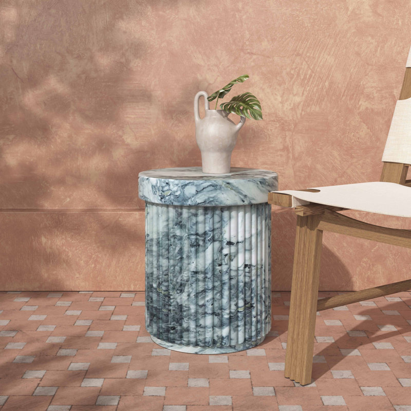Serafina 16" Marble Pattern Concrete Side Table