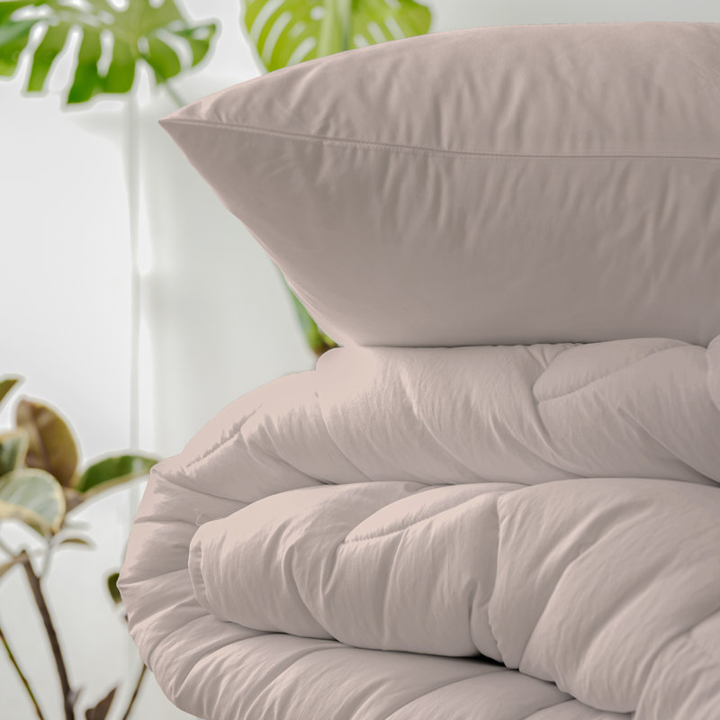Elladine 400TC 100% Cotton Sateen Duvet Set, Single Duvet Cover + 1 Standard Pillowcase, Blush
