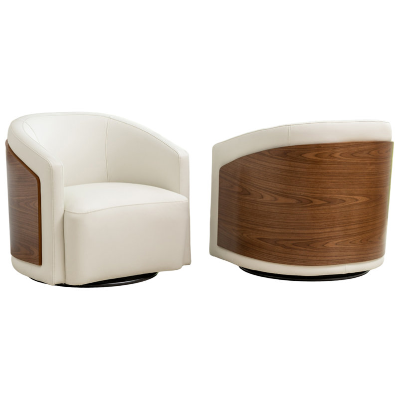 Ensemble de 2 fauteuils demi-tonneau Delwood, Beige