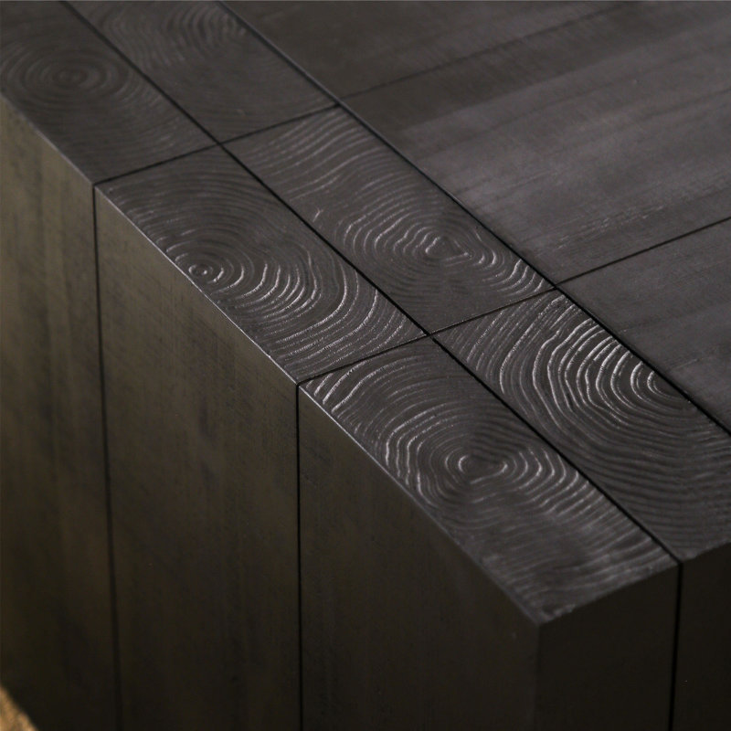 Table basse moderne en bois massif noir, table basse rectangulaire de 49 po pour le salon, la maison de campagne et le décor contemporain