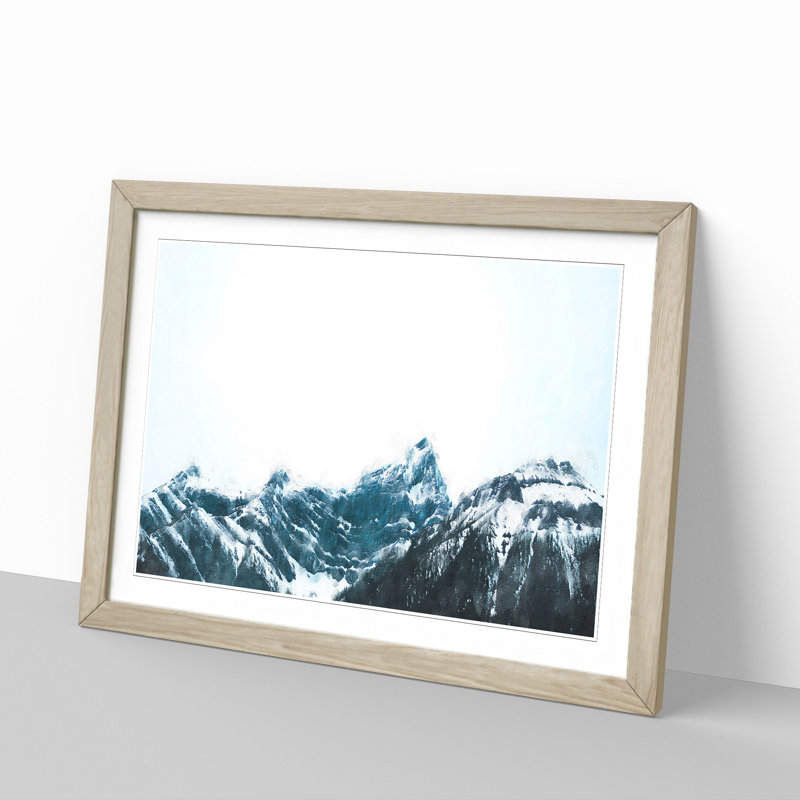 Banff National Park In Canada In Painting - Picture Frame Painting, 33cm H x 45cm W x 2cm D, Oak
