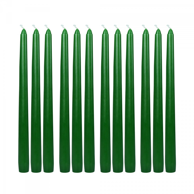 Ensemble de 12 chandelles fuselées non parfumées Estela, Vert chasseur