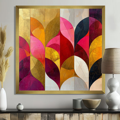 Motif géométrique abstrait géométrique doré rose et gris pur IV