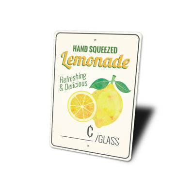 Enseigne de limonade pressée à la main en aluminium