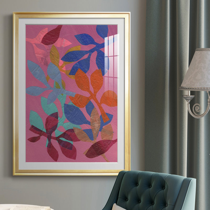 Vivid Stems I - peinture encadrée, Cadre doré, H 42,5 po x l 30,5 po x P 1 po