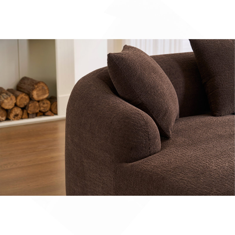 Canapé modulaire incurvé à compression plein caramel Boneless, Brun