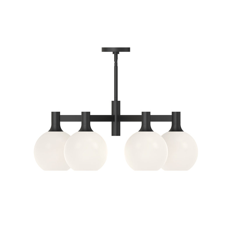 Lustre sphérique unique à 6 lumières Castilla, Noir mat, Opale matte