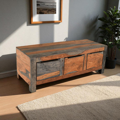 Goa Cube Solid Wood Solid Wood Coffee Table with Storage