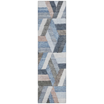 Viella Blue Washable Indoor-Outdoor Rug - 