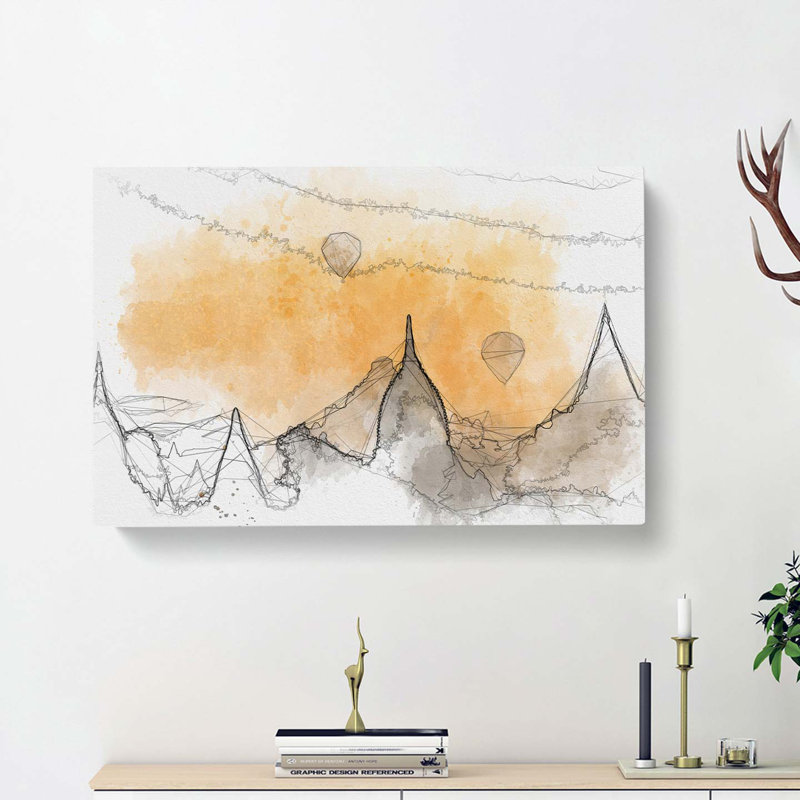 Hot Air Balloons over Old Bagan in Abstract - Wrapped Canvas Graphic Art Print, 40cm H x 60cm W x 3cm D