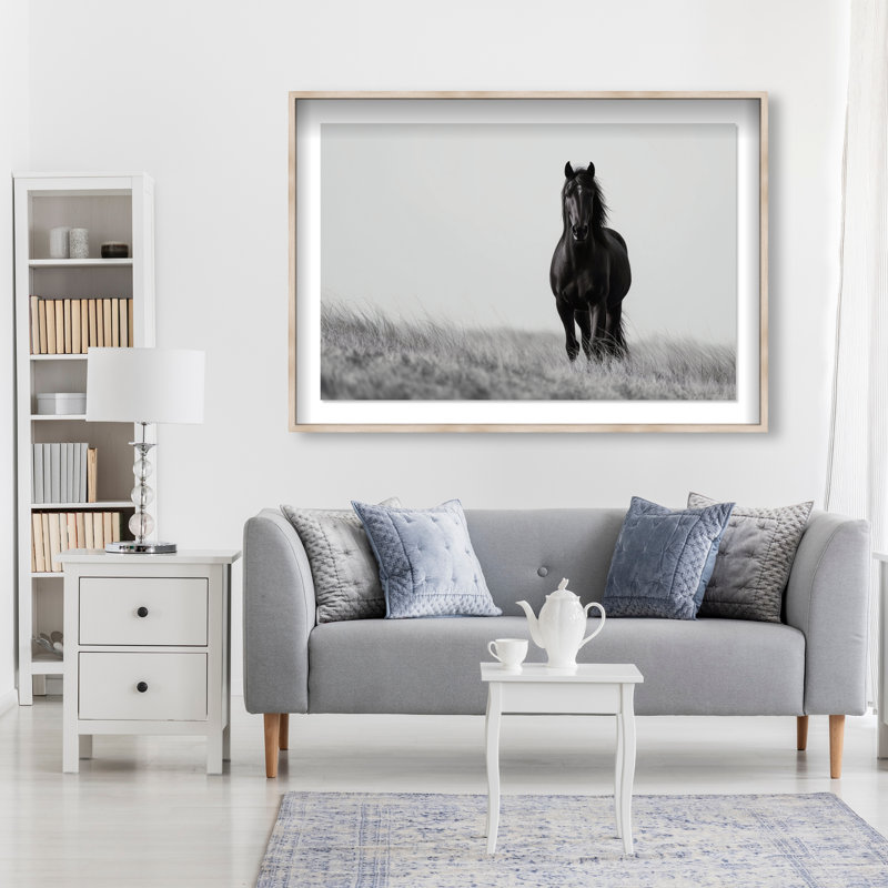 Lone Stallion I Print by Oliver Gal, 37.5" H x 55.5" W, Natural Oak Shadowbox