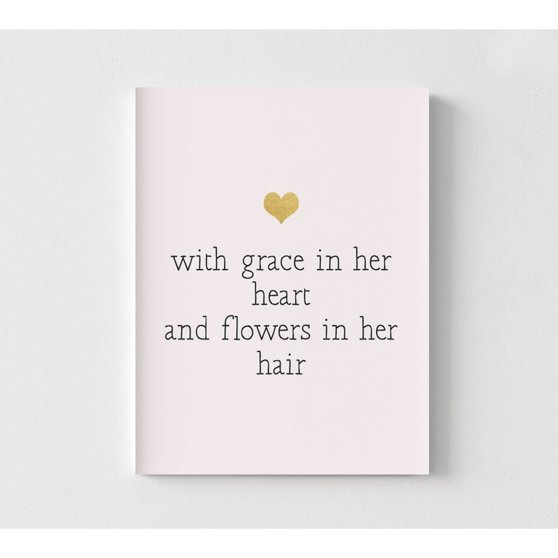 «With Grace In Her Heart And Flowers In Her Hair», impression d'art mural encadré, impression de citation positive, joli art mural, art mural encadré