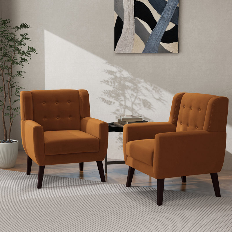 Jaqueze 73.4 Cm Wide Cotton Armchair, Orange Velvet